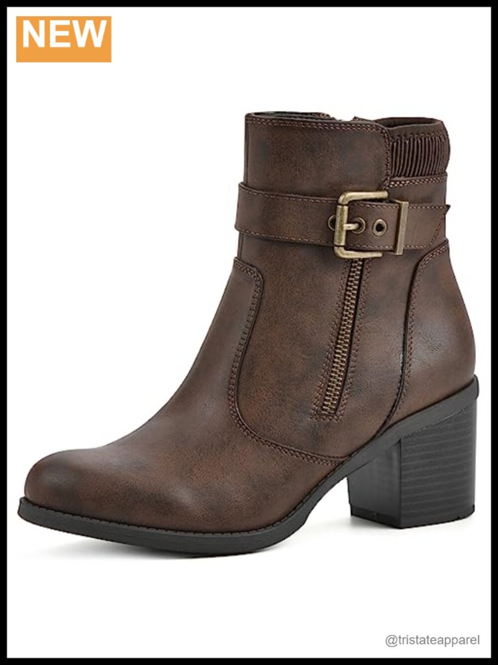 Women's Dessert Block Heel Bootie Ankle Boots PU Leather Zipper